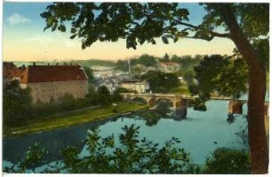 Grimma. Blick vom Stadtwald nach der Muldenbrücke
