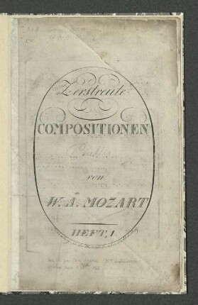 Heft 1 [recte 5]: Zerstreute Compositionen von W. A. Mozart