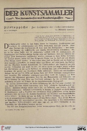 12.1920: Bildteppiche : zur Geschichte der Gobelinwirkerei