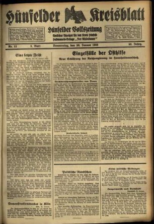 Zweite Ausgabe vom Donnerstag, den 26. Januar 1933.