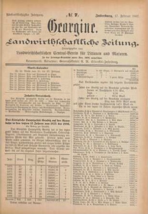 Fünfundfünfzigster Jahrgang. No. 7. Insterburg, 17. Februar 1887.