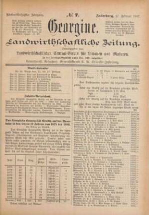 Fünfundfünfzigster Jahrgang. No. 7. Insterburg, 17. Februar 1887.