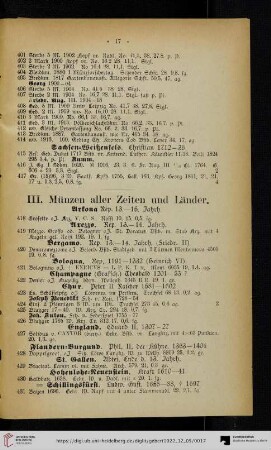 III. Münzen aller Zeiten und Länder (Nr. 418-477)