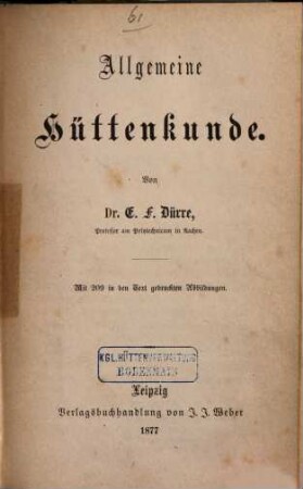 Allgemeine Hüttenkunde
