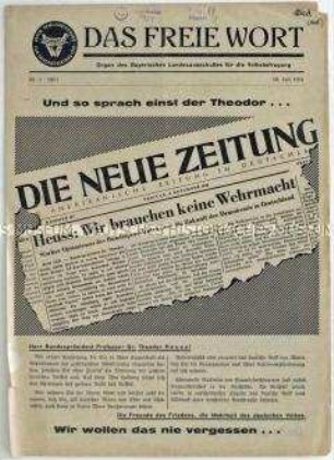 Mitteilungsblatt des Bayerischen Landesausschusses für die Volksbefragung gegen die Remilitarisierung der Bundesrepublik