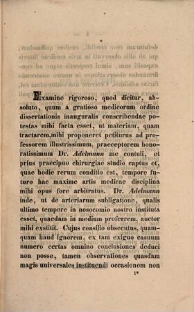 Observationes quaedam de arteriarum subligatione in nosocomio Dorpatensi institutae : Diss. inaug.
