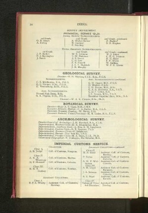 Gouvernment of India, Imperial Customs Service