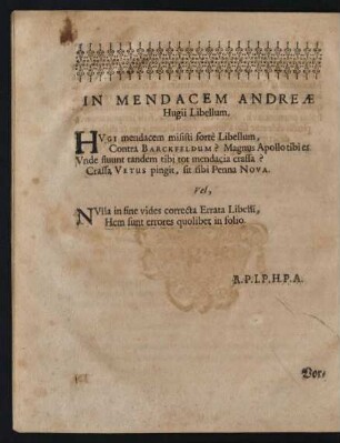 In Mendacem Andreae Hugii Libellum.