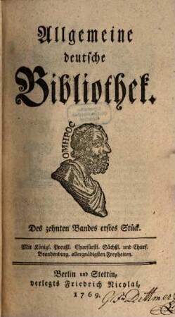 Allgemeine deutsche Bibliothek. 10. 1769