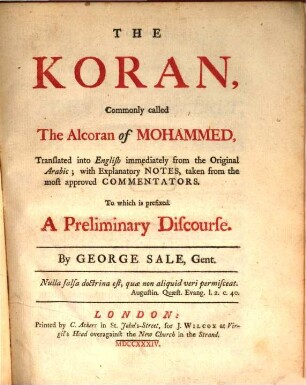 The Koran : commonly called the Alcoran of Mohammed