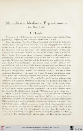 Max Deri: Naturalismus, Idealismus, Expressionismus