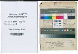 Entnazifizierung Paul Gerstmann , geb. 25.05.1908 (Molkereiarbeiter)