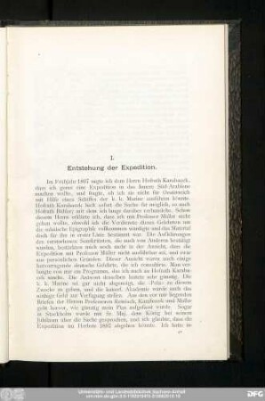 I. Enstehung der Expedition.
