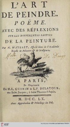 L' art de peindre : poëme ; avec des réflexions sur les différentes parties de la peinture