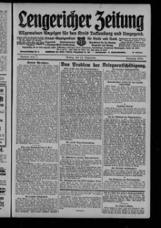 Lengericher Zeitung : allgemeiner Anzeiger für den Kreis Tecklenburg und Umgegend : Amtsblatt für die Aemter Lengerich und Lienen in Westfalen : Haupt-Anzeigenblatt für Stadt und Land : Organ des Landratsamtes und Amtsgericht in Tecklenburg : unabhängige Tageszeitung für die Orte Lengerich, Hohne, Tecklenburg, Ladbergen, Lienen, Kattenvenne, Natrup-Hagen, Brochterbeck, Westerkappeln, Leeden und Ledde