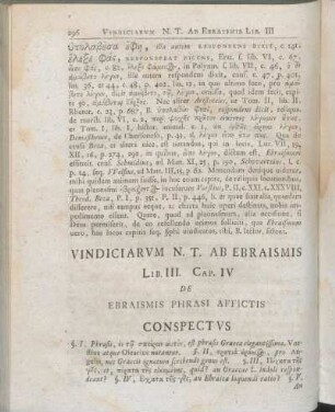 Cap. IV De Ebraismis Phrasi Affictis Conspectvs