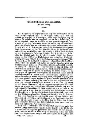 Tiefenpsychologie und Pädagogik : (Schluß)