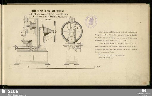 Nuthenstoss-Maschine für 3 1/2' Durchmesser 12 1/2" Höhe 9" Hub : 1/15 n. Gr.