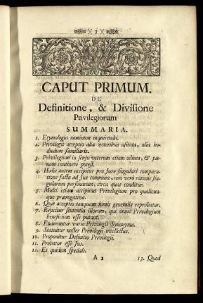 Caput Primum. De Definitione, & Divisione.