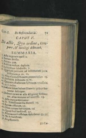 Caput V. De actis, Quo ordine, tempore, & locolegi debeant.