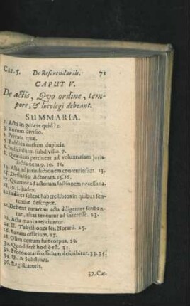 Caput V. De actis, Quo ordine, tempore, & locolegi debeant.