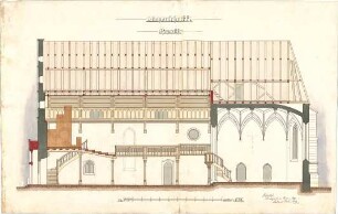 Dolmetsch, Heinrich; Unterjesingen; Ev. Pfarrkirche, Restaurierung - Längsschnitt