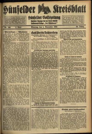 Zweite Ausgabe vom Dienstag, den 01. November 1932.