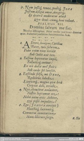 Psalmus XII. Domine salvum me fac