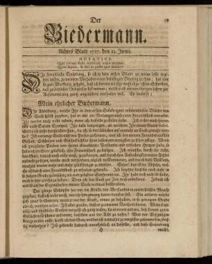 Achtes Blatt 1727. den 23. Junii