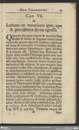 Cap. VI. De Luthero ex tentationis igne, ope & providentia divina egresso