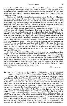 73-74, Kurella, Die Grenzen der Zurechnungsfähigkeit und die Kriminalanthropologie