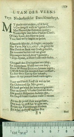I. Van Der Veens Vrye Nederlansche Danckbaarheyt.