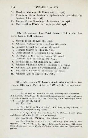 276-281, Matrikel 104, 1-26 (1534/35) und 105, 1-60 (1535)