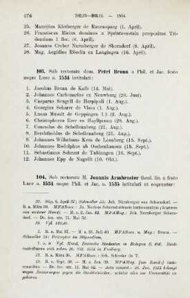 276-281, Matrikel 104, 1-26 (1534/35) und 105, 1-60 (1535)