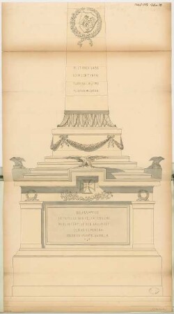 Gefallenendenkmal, Jauer Monatskonkurrenz März 1877: Aufriss Vorderansicht (1:10)