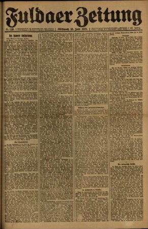 Erste Ausgabe vom Mittwoch, den 18. Juni 1919.