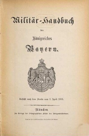 Militär-Handbuch des Königreiches Bayern. 1883