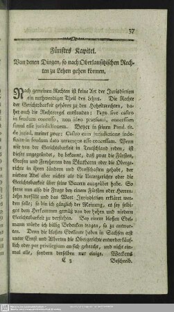 Fünftes Kapitel. Von denen Dingen, so nach Oberlausitzischen Rechten zu Lehen gehen können