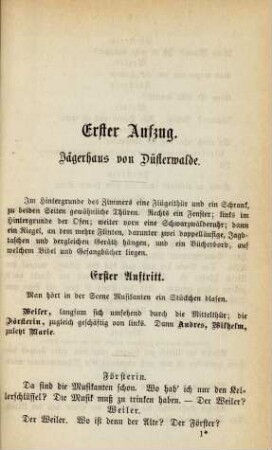 Erster Aufzug. Jägerhaus von Düsterwalde
