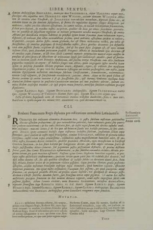 CLI. Rotberti Francorum Regis diploma pro restitutione monasterii Latiniacensis.