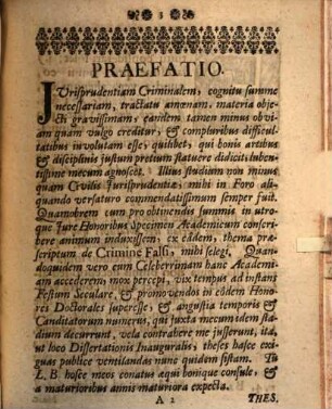 Specimen Inavgvrale Ivridicvm, De Crimine Falsi