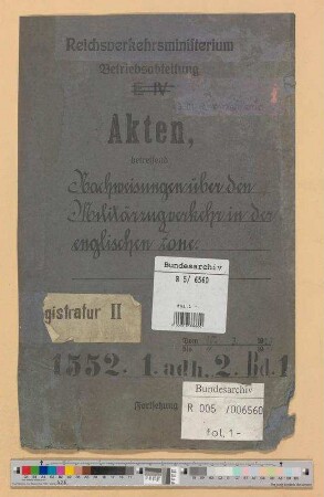 Nachweise über den Militärzugverkehr in der englischen Zone