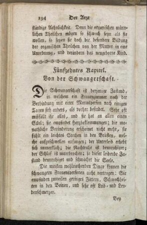 Fünfzehntes Kapitel. Von der Schwangerschaft.