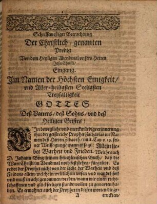 Schriftmäßige Betrachtung der christlich genannten Predig von unsers Herrn Jesu Christi H. Abendmal, welche d. 20. Apr. 1641 ... gehalten Theod. Zwinger D. u. Prof. zu Basel