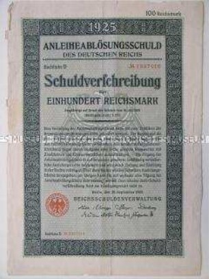Obligation des Deutschen Reichs über 100 Mark