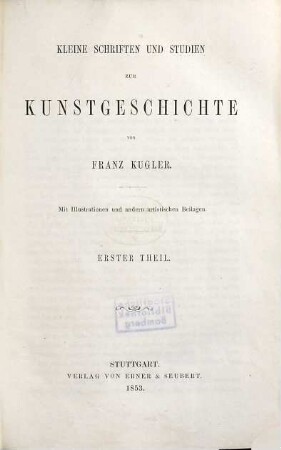 Kleine Schriften und Studien zur Kunstgeschichte, 1