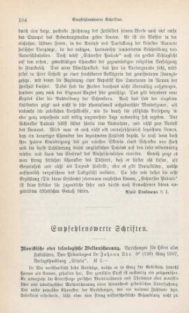 104-121 Empfehlenswerthe Schriften