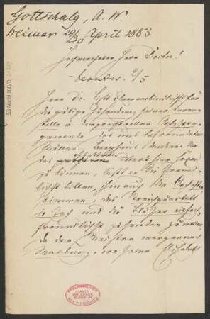 Brief an Ludwig Strecker  an B. Schott's Söhne : 29.04.1883