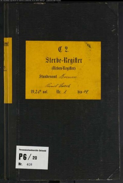 Sterberegister Standesamt Bremen