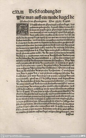 Wie man auff ien runde kugel beschreiben sol ein Horologium. Das XXXIX. Capitel.